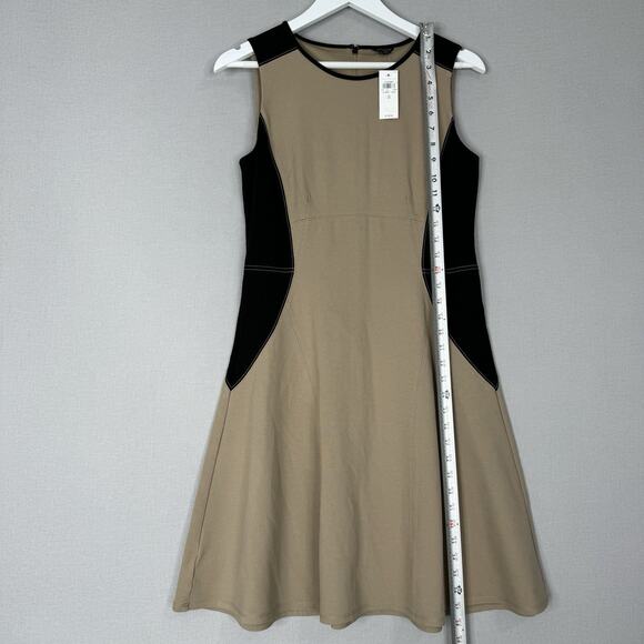 Ann Taylor Womens Dress 8 Tan Colorblock Ponte Knit Slimming Career Old Money - Picture 4 of 13